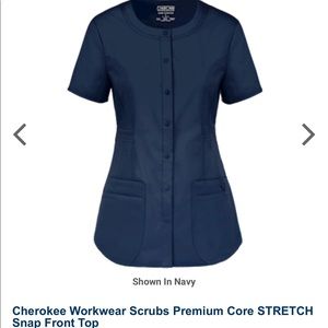 Cherokee WW Snap Front XXL Scrub Top (Navy Blue)